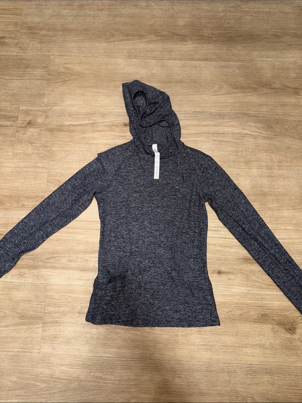 lululemon athletica La back in action Charcoal Hooded Long-Sleeve Top